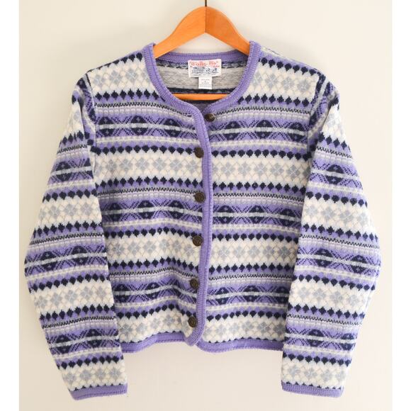 Vintage Wool Fair Isle Cardigan Size Medium - Picture 1 of 4